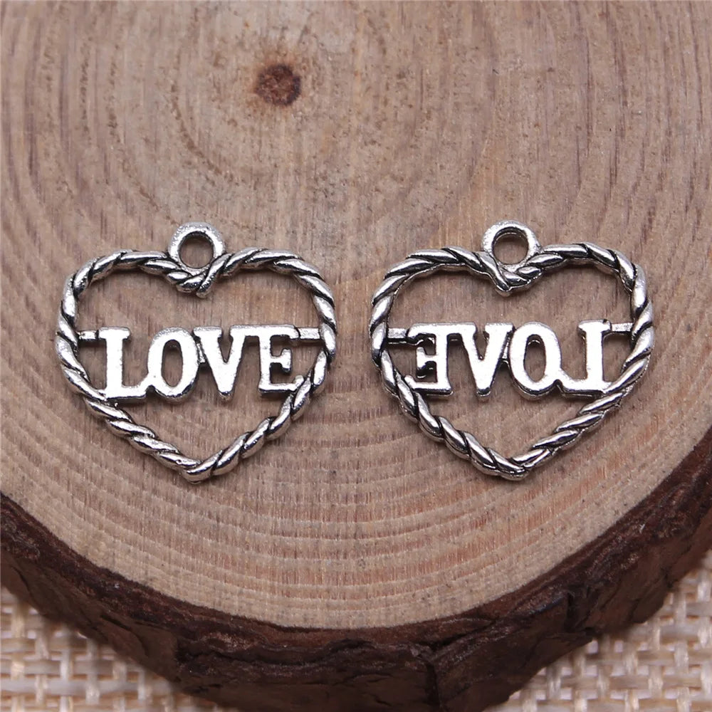 14x15mm 0.8g Antique Silver Zinc Alloy Love Heart Charm Pendant for DIY Bracelet Necklace Making