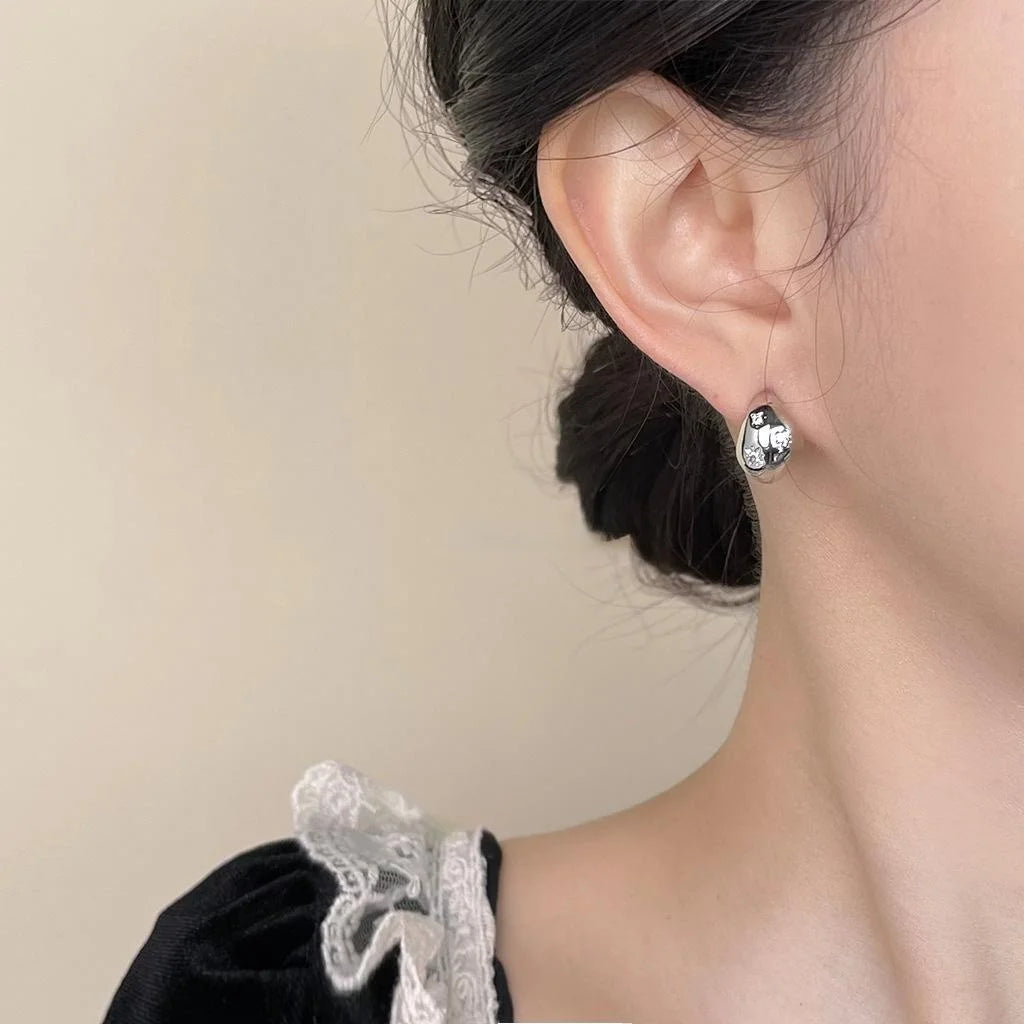 Luxury Micro Pave Zircon Irregular Eight Point Star Copper Stud Earrings For Women