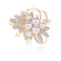 Elegant Pearl Rhinestone Flower Bouquet Brooch, Luxury Copper Alloy Lapel Pin Corsage For Suits Gift