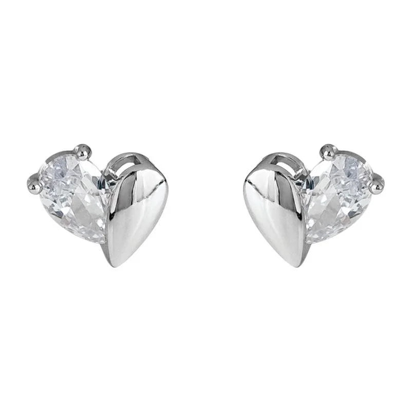 Thickened 18K Real Gold Plated Copper Heart Zircon Micro Pave Drop Earrings For Women