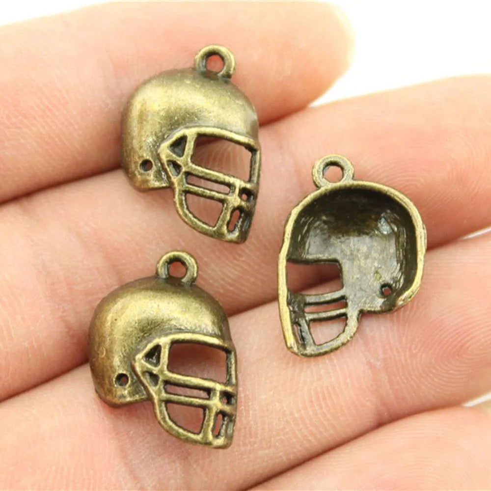 20x15mm 1.3g Multicolor Zinc Alloy Football Helmet Charm Pendant for DIY Sports Jewelry Making