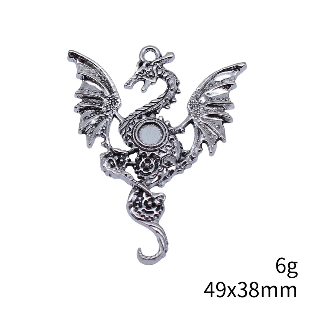 49x38mm 6g Antique Silver Zinc Alloy Gothic Flying Dragon Charm Pendant for DIY Necklace Bracelet