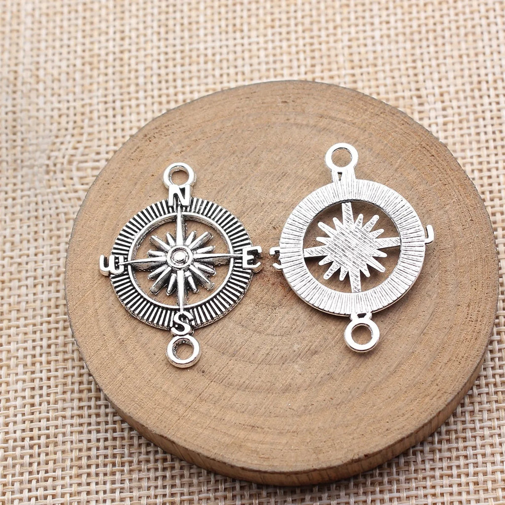 33x24mm 2.5g Multicolor Zinc Alloy Compass Connector Charm for DIY Necklace Bracelet Jewelry