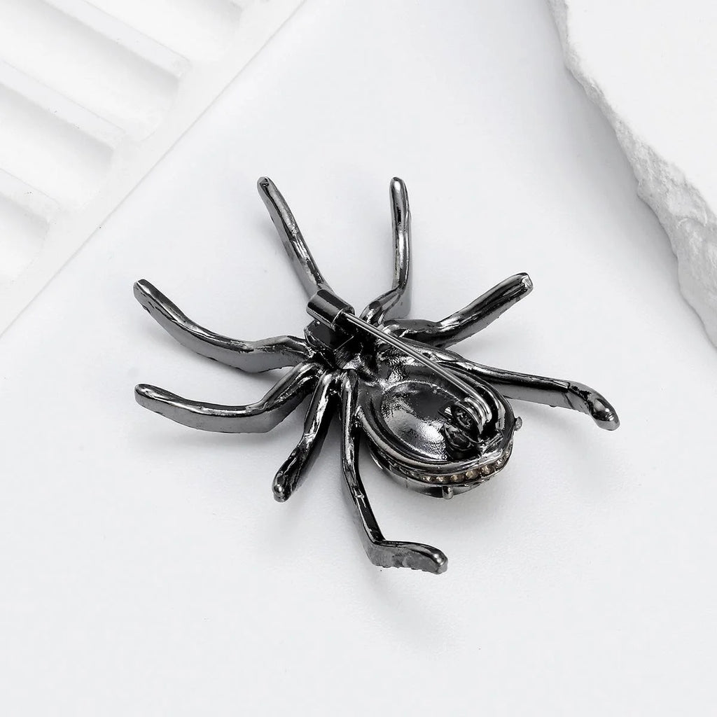 Luxury Blue Rhinestone Spider Brooch In Alloy, Halloween Animal Lapel Pin Corsage Suit Accessory Gift