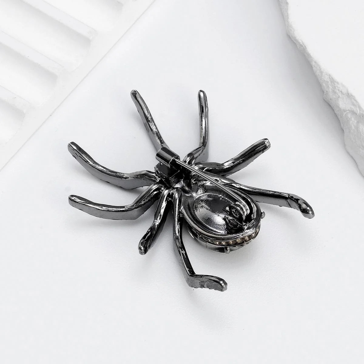 Luxury Blue Rhinestone Spider Brooch In Alloy, Halloween Animal Lapel Pin Corsage Suit Accessory Gift