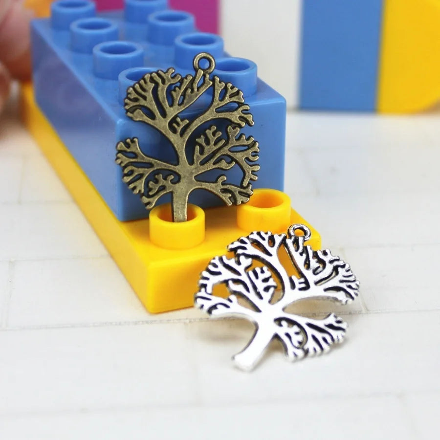33x25MM Antique Silver Zinc Alloy Pine Tree Charm Pendant for DIY Necklace Bracelet Jewelry Making