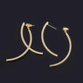Elegant Smooth Alloy Crossed Arc Hoop Stud & Clip On No Piercing French Minimalist Drop Earrings