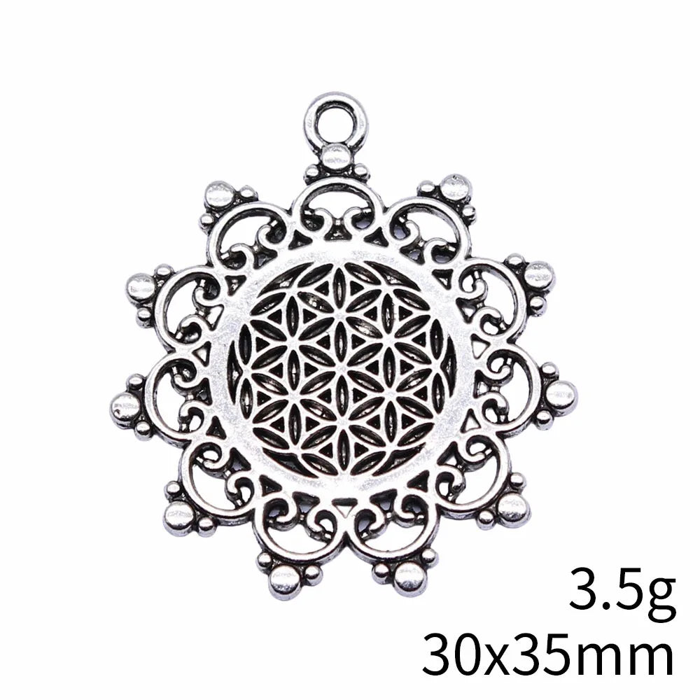 30x35mm 3.5g Multicolor zinc alloy Geometric Flower charm pendant for DIY necklace earrings making