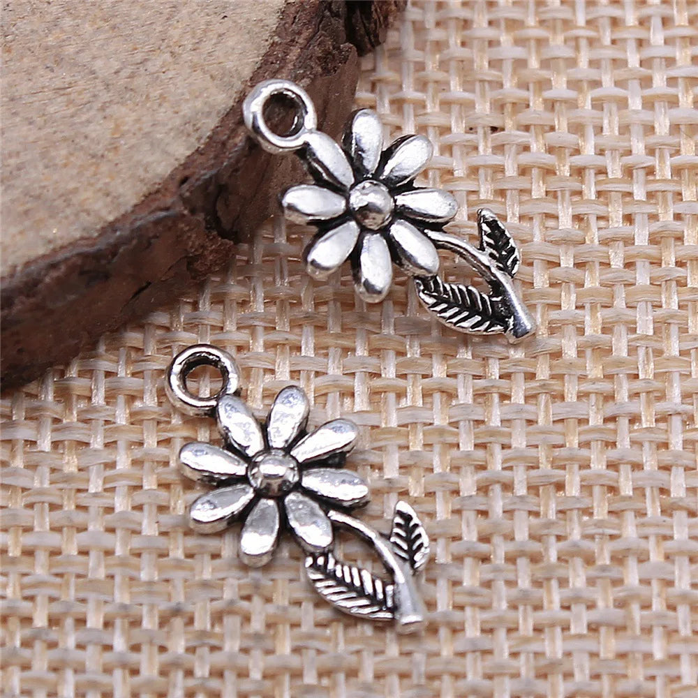 19x10mm 0.6g Multi Color Zinc Alloy Chrysanthemum Flower Charm Pendant for DIY Earrings Making
