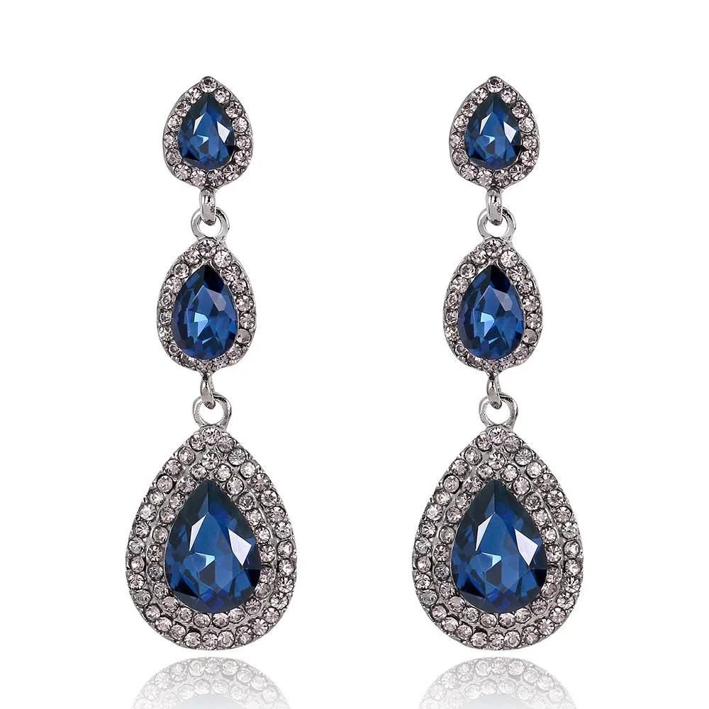 Luxury Teardrop Crystal Rhinestone Chandelier Earrings For Bridal Wedding Party Banquet Gift