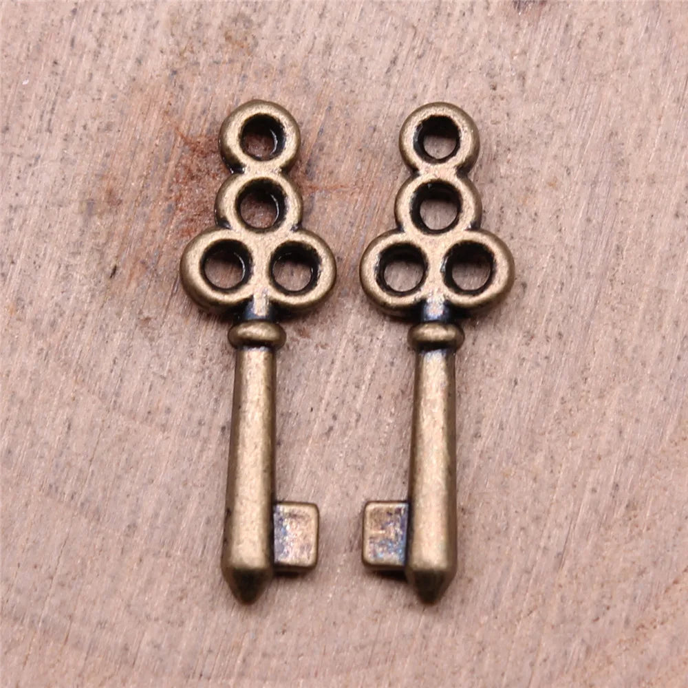 22x7mm 0.4g Multicolor Zinc Alloy Key Charm Pendant for Bracelet Necklace Keychain Making DIY