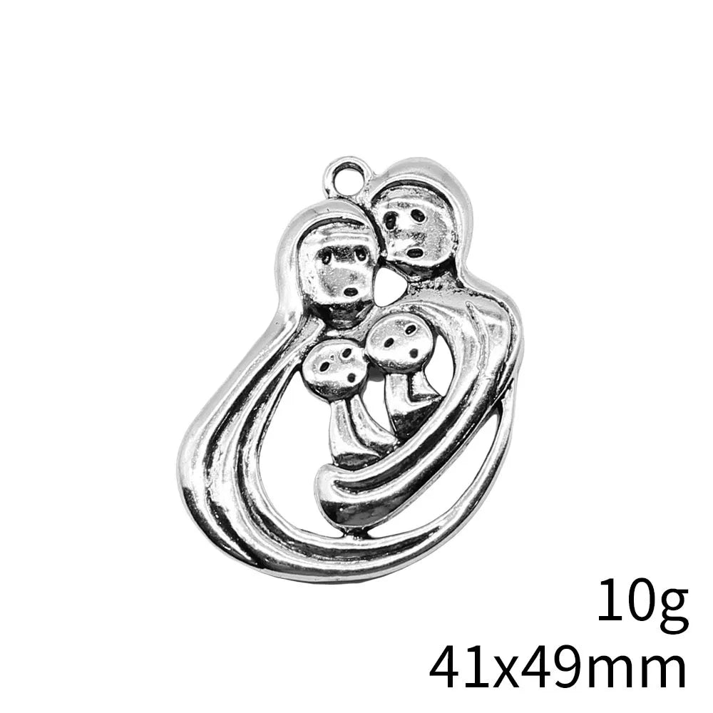 41x49mm 10g Antique Silver Finish Zinc Alloy Loving Family Charm Pendant for DIY Necklace Jewelry