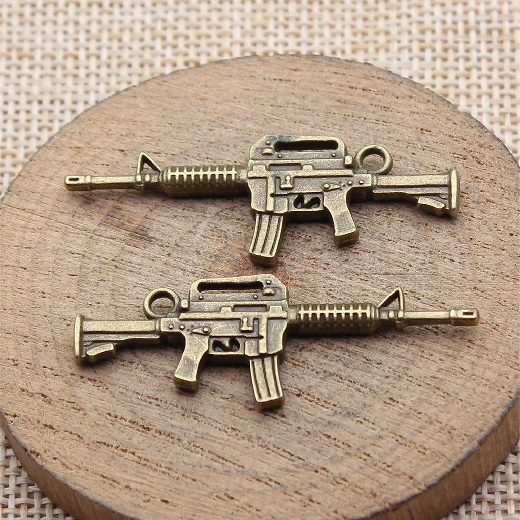 45x16mm 3.3g Multicolor Zinc Alloy Machine Gun Charm Pendant for DIY Necklace and Keychain Making