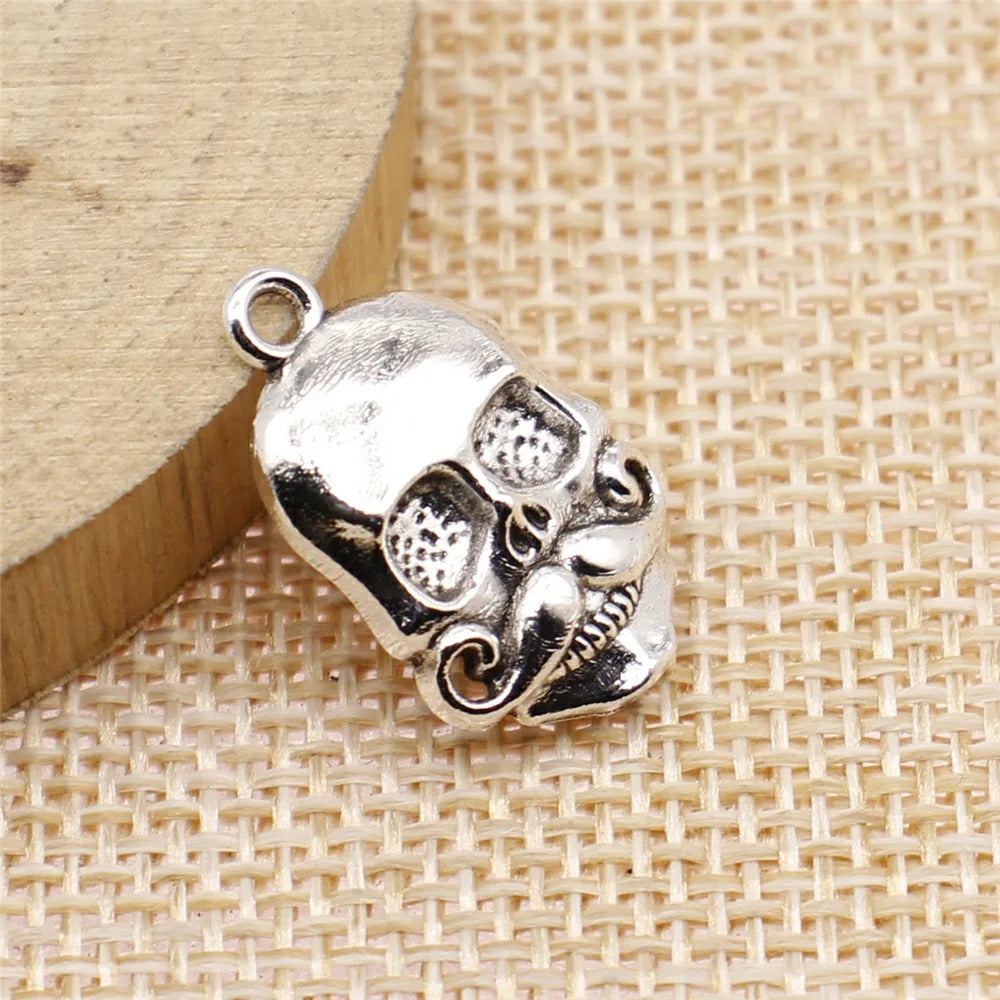 14x22mm 1.4g Antique silver zinc alloy Mustache Skull charm pendant for DIY necklace jewelry making
