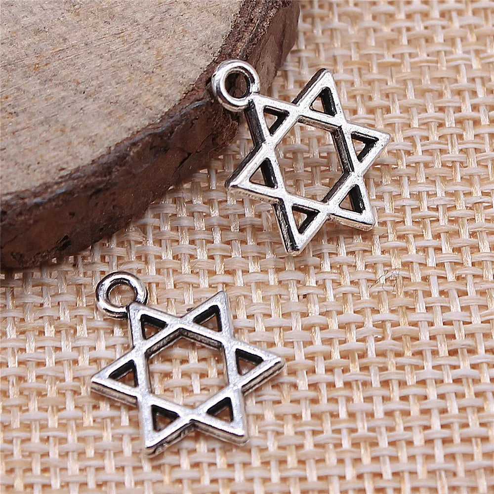 17x13mm 0.7g Multicolor Zinc Alloy Star of David Charm Pendant for DIY Bracelet Necklace Making
