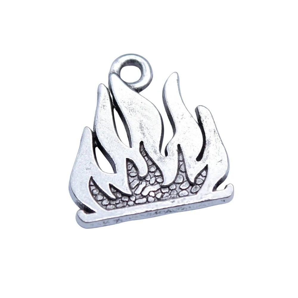 18x16mm 1.9g Antique Silver Zinc Alloy Flame Charm Pendant for DIY Necklace Bracelet Jewelry Making