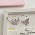 Sweet Cool Pink Butterfly Copper Drop Earrings For Girls, Designer Fashion Jewelry