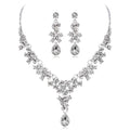 Luxury Red Crystal Rhinestone Necklace And Earrings Jewelry Set, Elegant Bridal Jewelry For Wedding Banquet