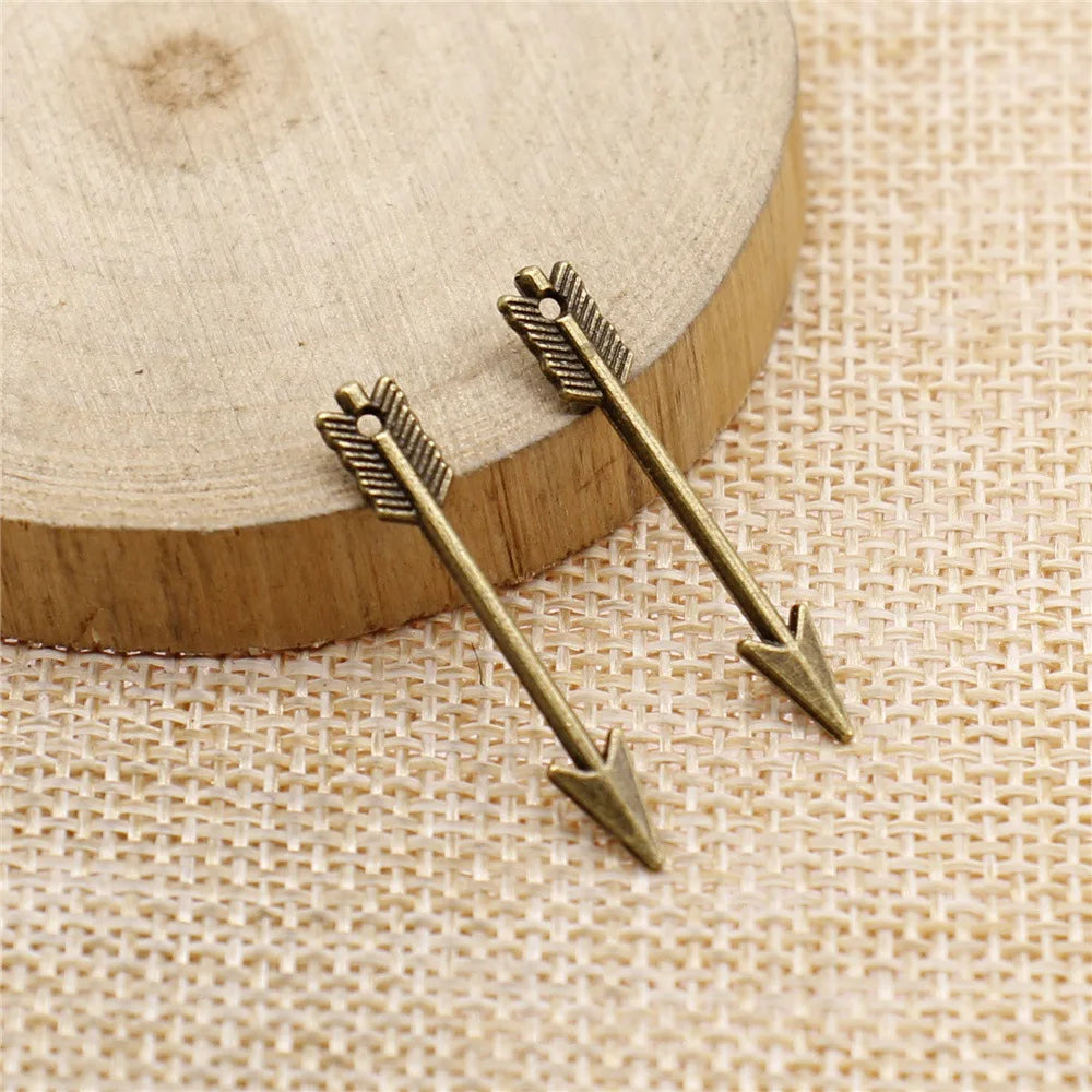 30mm 0.6g Multicolor Zinc Alloy Bow and Arrow Charm Pendant for Bracelet Necklace DIY Jewelry