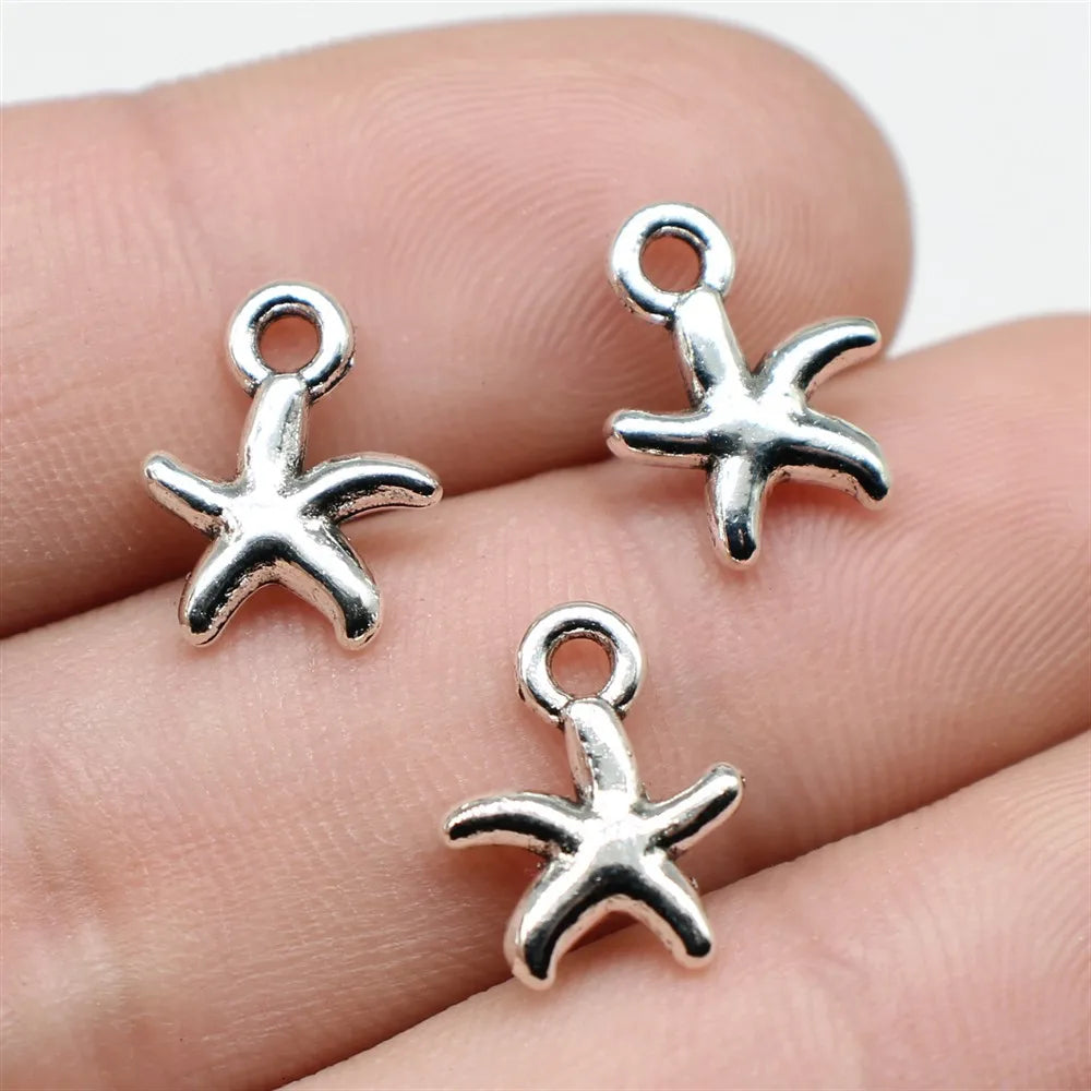 12x10mm 0.64g Multicolor Zinc Alloy Starfish Charm Pendant for Ocean Theme Jewelry Making