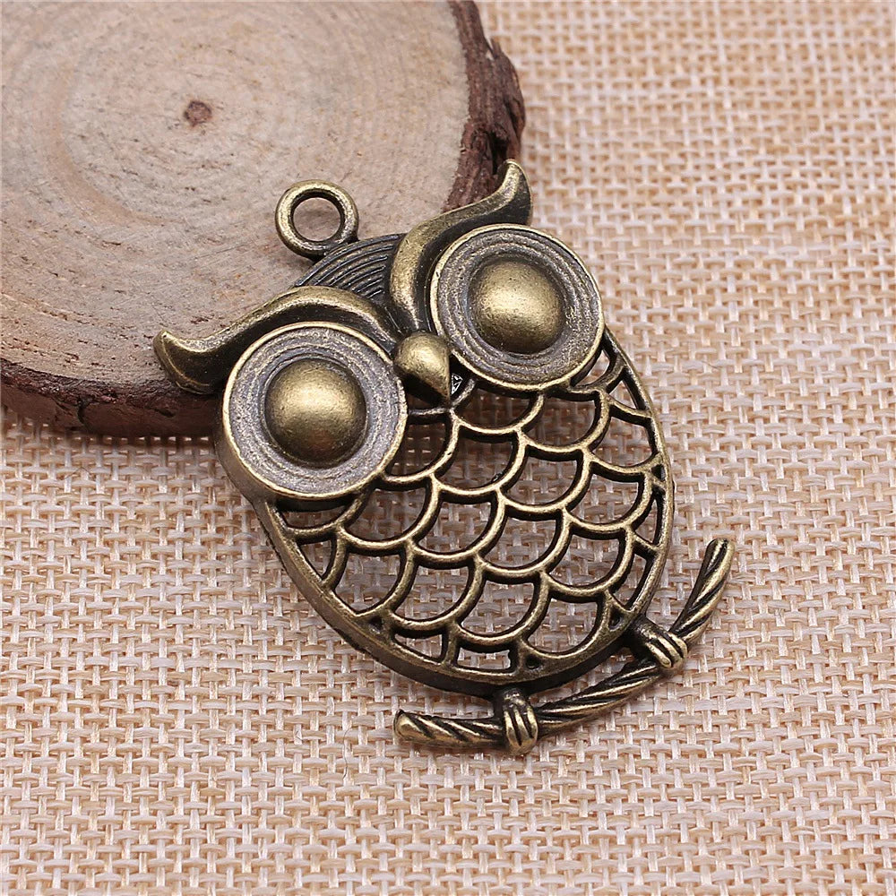 51x35mm 11g Multicolor Zinc Alloy Owl Cat Charm Pendant for DIY Necklace Bracelet Making