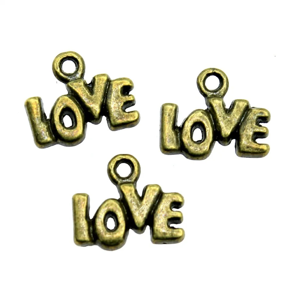12x10mm 0.7g Multicolor Zinc Alloy Love Letter Charm Pendant for DIY Bracelet Necklace Making