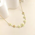 Waterproof 18K Gold Plated Stainless Steel Daisy Flower Necklace For Women Light Luxury Choker