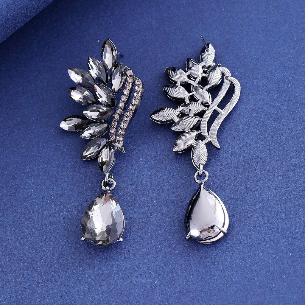 Luxury Champagne Crystal Leaf Drop Earrings With Rhinestone Teardrop Dangle For Wedding Banquet Party