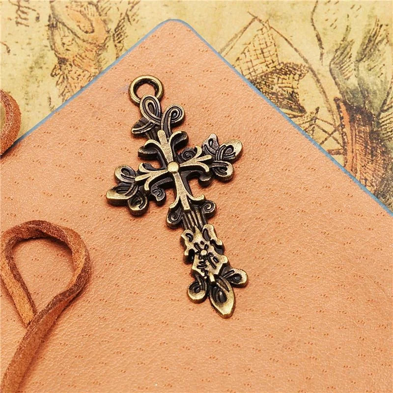 47x25MM Antique Silver Zinc Alloy Cross Charm Pendant for DIY Necklace Bracelet Jewelry Making