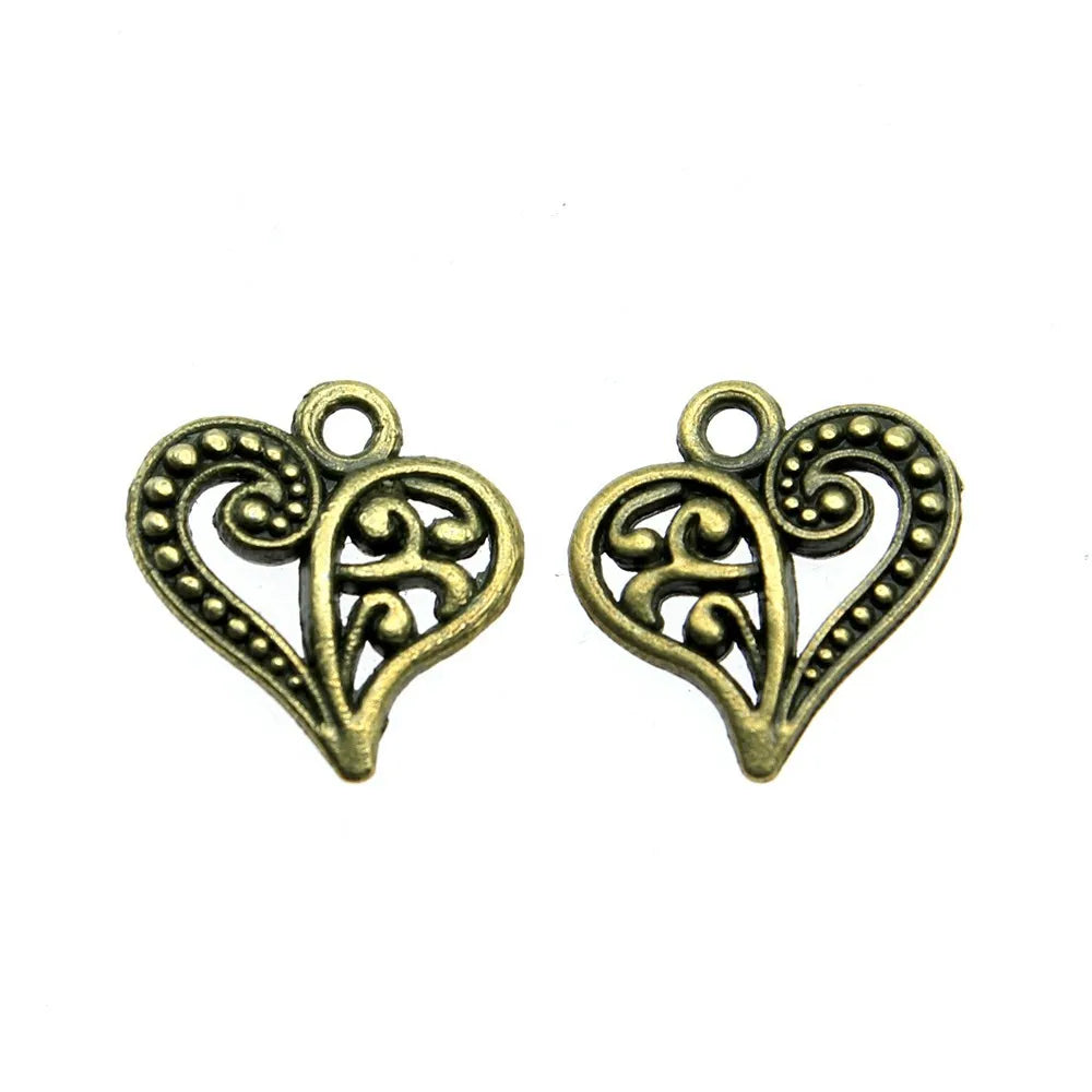 15x14mm 0.9g Multicolor Zinc Alloy Small Heart Charm Pendant for Bracelet Necklace Making