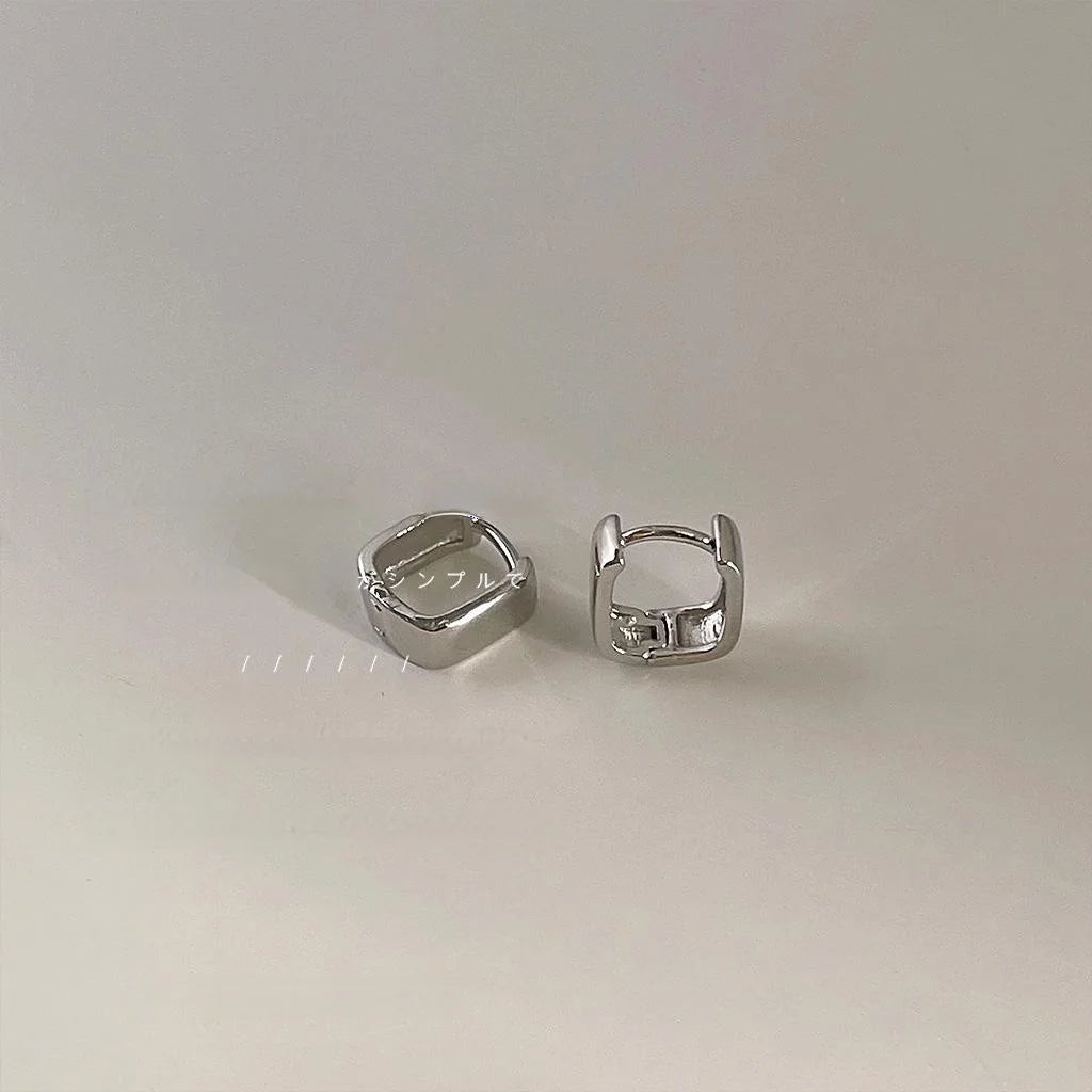 14K Plated Copper Smooth Square Geometric Drop Earrings Minimalist Metal Chic Office Jewelry