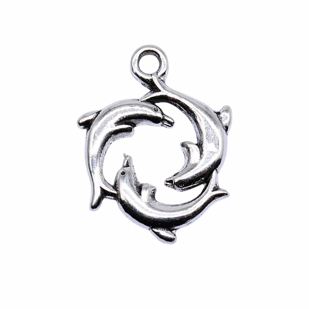 21x16mm 1.4g Multicolor Zinc Alloy Dolphin Charm Pendant for Ocean Theme DIY Jewelry Making