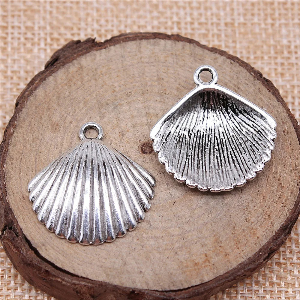 25x24mm 2.7g Multicolor Zinc Alloy Shell Charm Pendant for Ocean Theme Necklace Jewelry Making