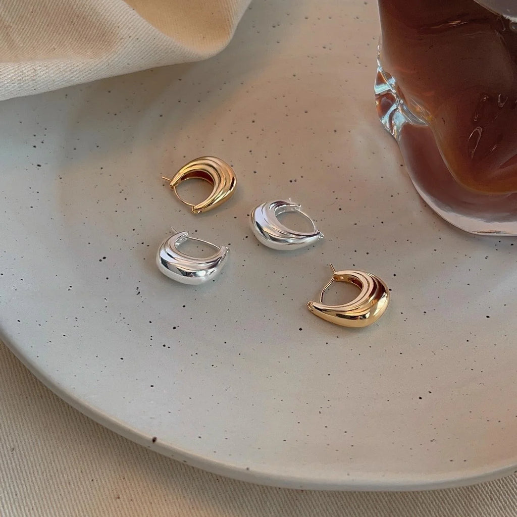 Minimalist Smooth Copper Hoop Earrings For Women Geometric Old Money Commuter Style