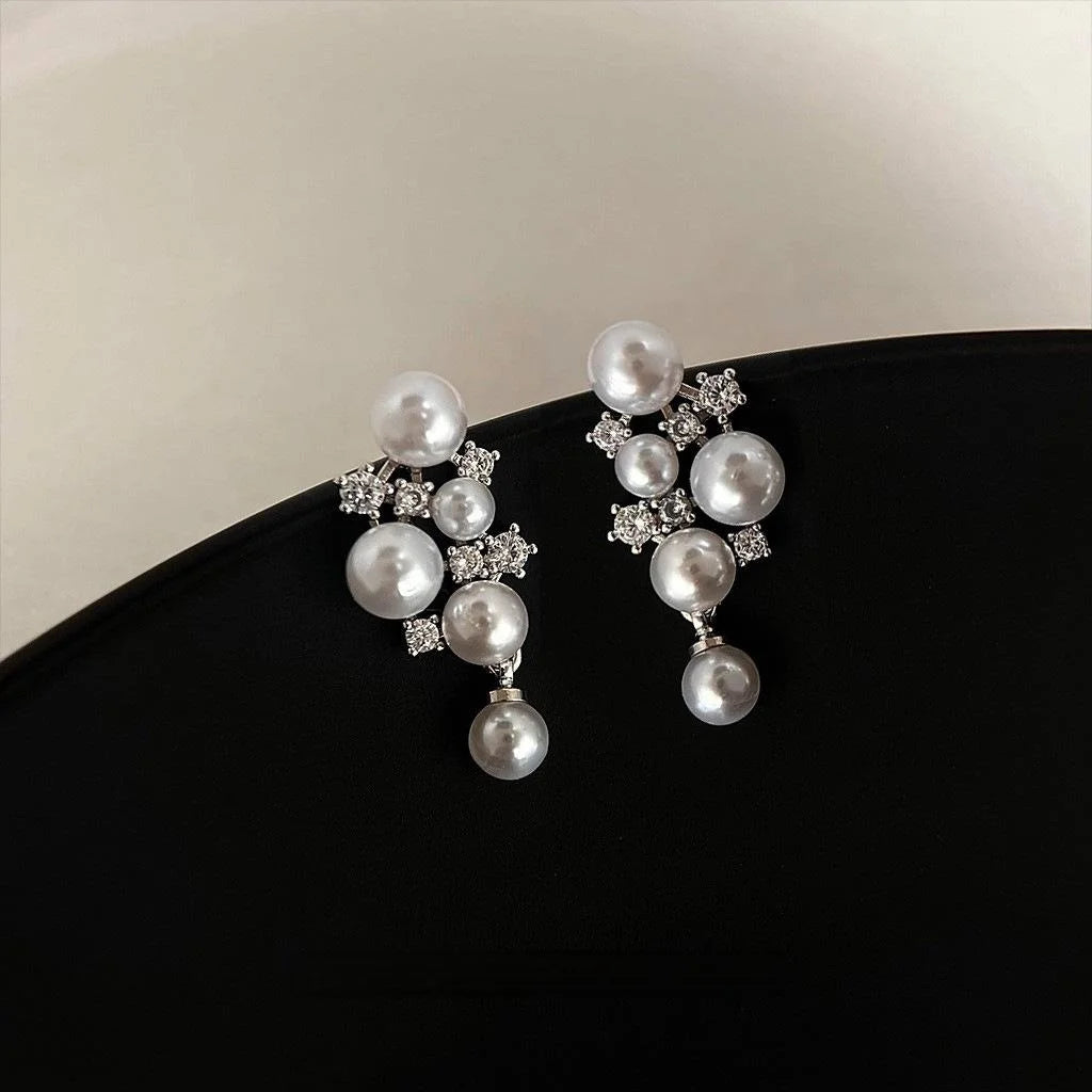 Copper Pearl Tassel Drop Earrings Geometric Luxury Fashion Jewelry