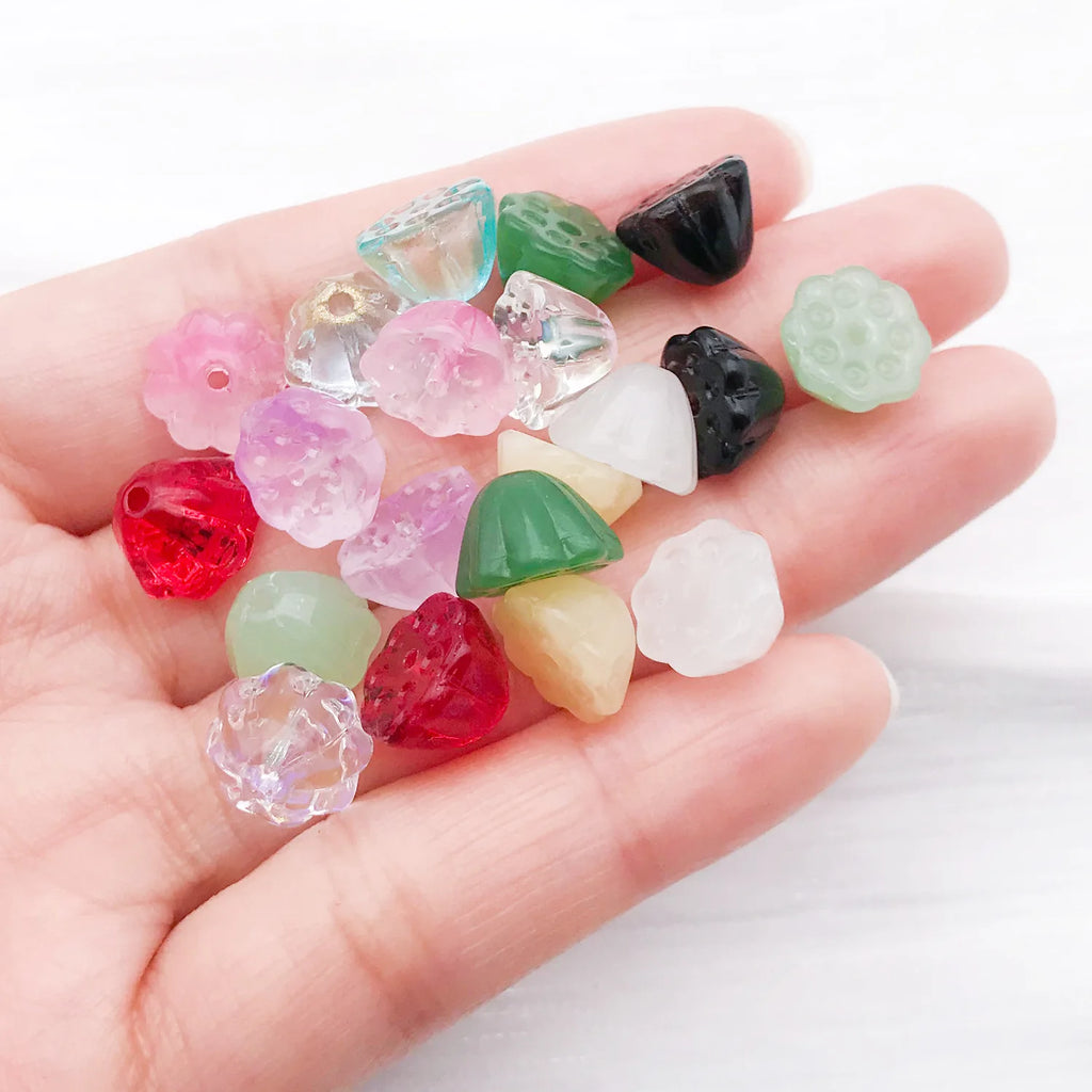 Transparent Glass Lotus Pod Bead Charm Pendant for Bracelet and Necklace Jewelry Making