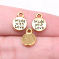 11x8mm 0.67g Multicolor Zinc Alloy Round Made with Love Charm Pendant for DIY Handmade Jewelry