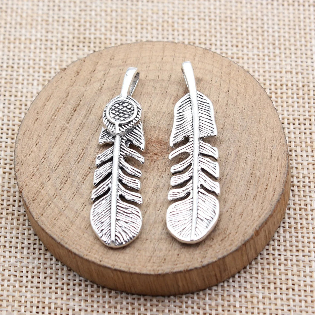 48x12mm 4.8g Multicolor Zinc Alloy Feather Charm Pendant for DIY Necklace Bracelet Jewelry Making
