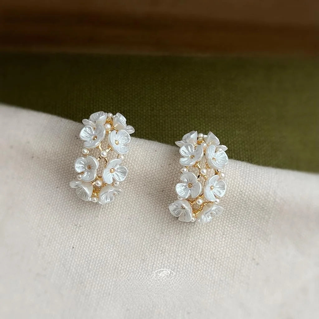 14K Plated Copper Floral Petal Drop Earrings Sweet Summer Style
