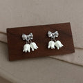 Sweet Forest Style Eco Copper Enamel Lily Of The Valley Bow Drop Earrings