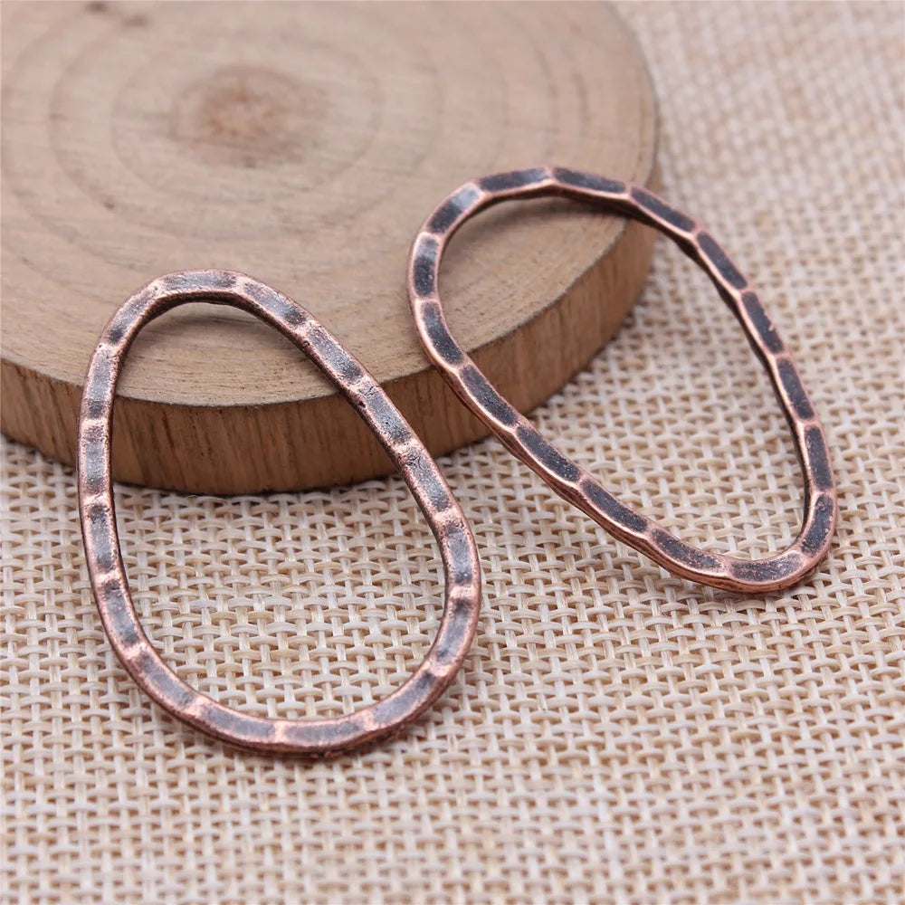 26x40mm 2.4g Multicolor Zinc Alloy Hammered Egg Shape Round Ring Charm Pendant for DIY Necklace Making