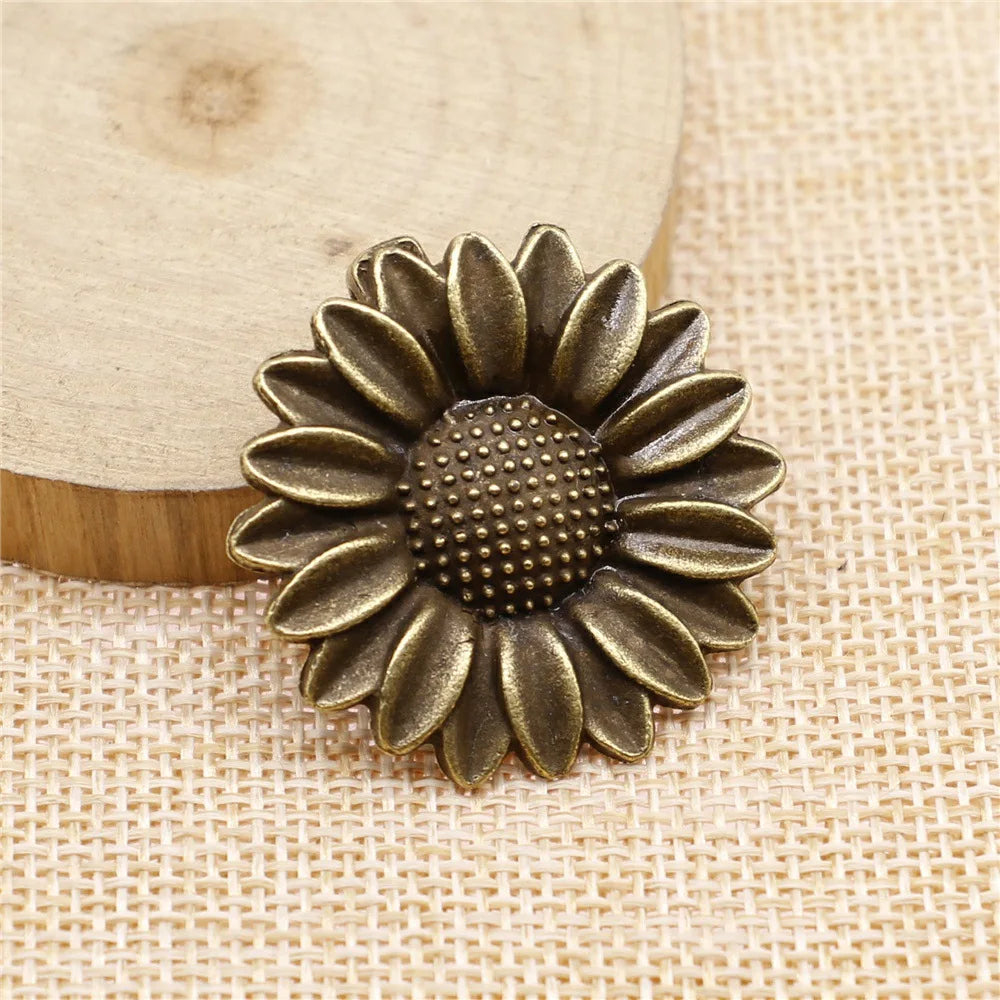 37mm 8.6g Multicolor Zinc Alloy Sunflower Charm Pendant for DIY Necklace Bracelet Making