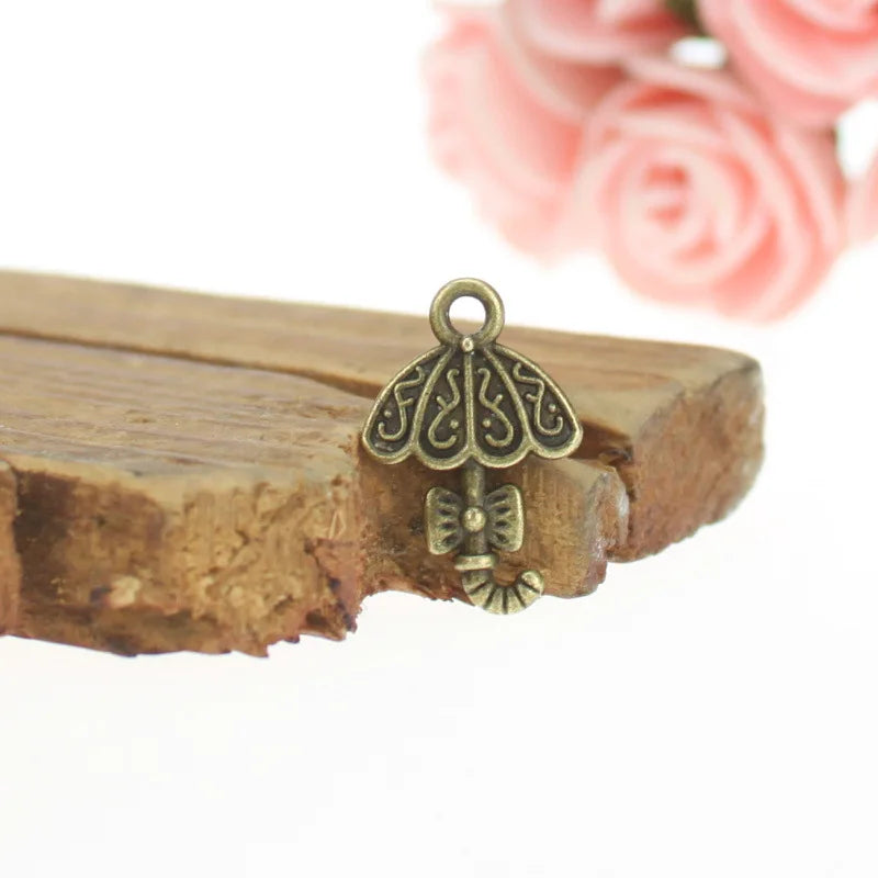 20x13MM Antique Silver Zinc Alloy Bow Umbrella Charm Pendant for DIY Necklace Bracelet Jewelry Making