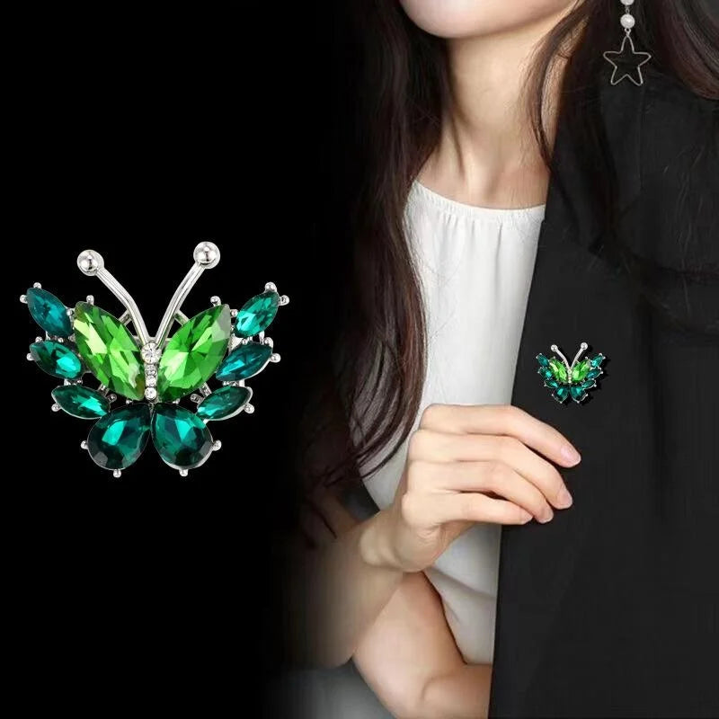 Elegant Purple Crystal Butterfly Brooch With Rhinestone Accents, Luxury Lapel Pin Suit Accessory Gift