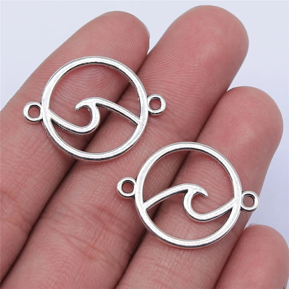 26x20mm 1.2g Multicolor Zinc Alloy Wave Connector Charm for DIY Bracelet Necklace Jewelry Making
