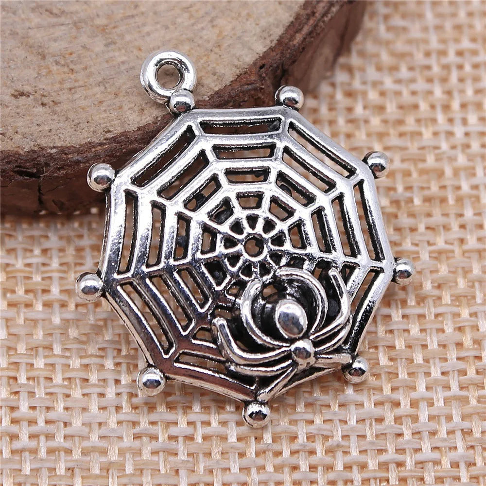 30x27mm 3.3g Multicolor Zinc Alloy Spider Web Charm Pendant for DIY Necklace Bracelet Jewelry Making