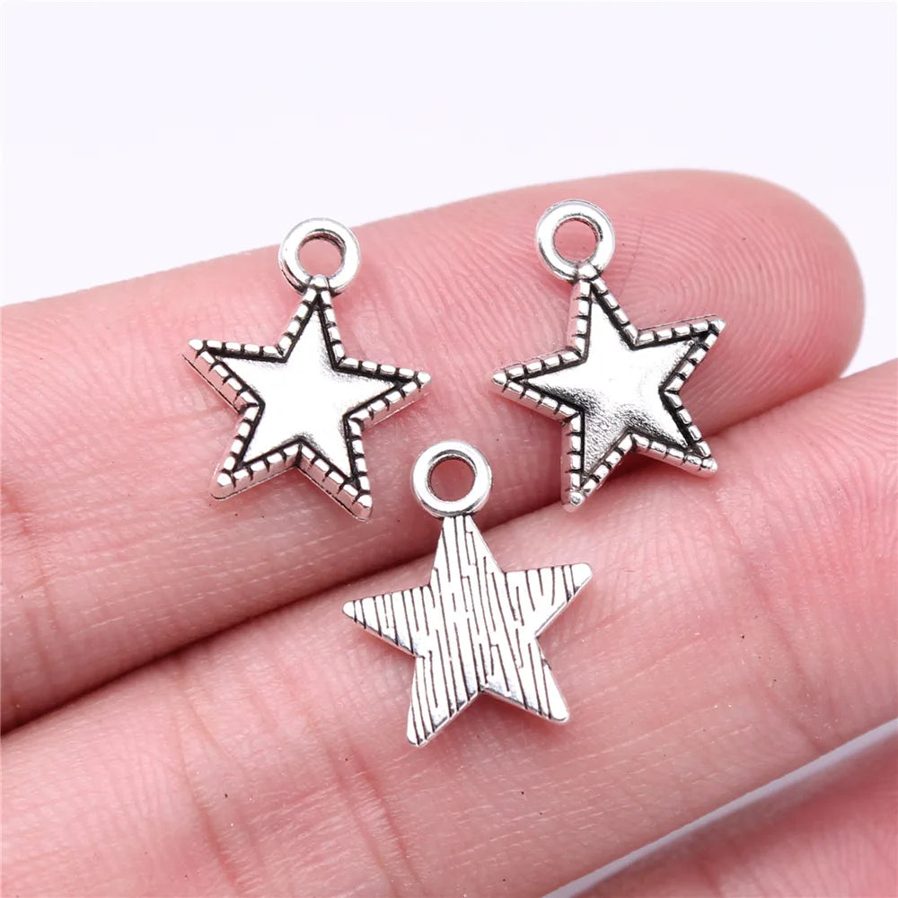15x12mm 0.7g Antique Silver Zinc Alloy Star Five Point Star Charm Pendant for DIY Jewelry Making