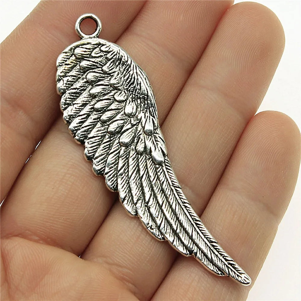 66x20mm 7.3g Antique Silver Zinc Alloy Large Wing Charm Pendant for DIY Necklace Making