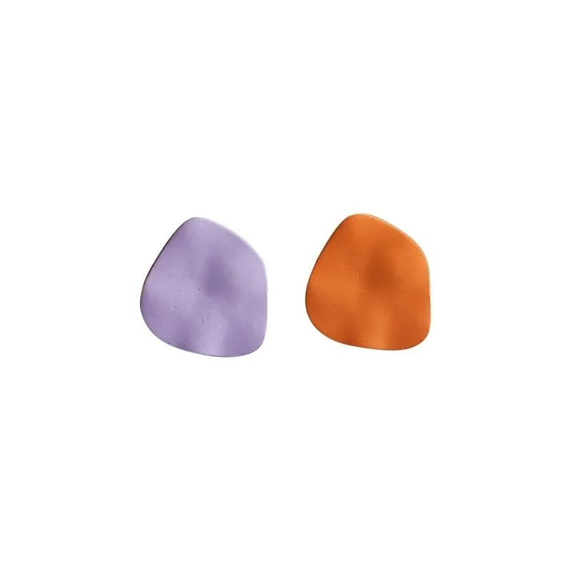 Matte Enamel Irregular Geometric Stud Earrings With Silver Plated Pins For Women