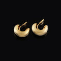 Elegant Luxury Matte Gold Alloy C Shape Striped Spiral Hoop Stud & Clip On No Piercing Earrings